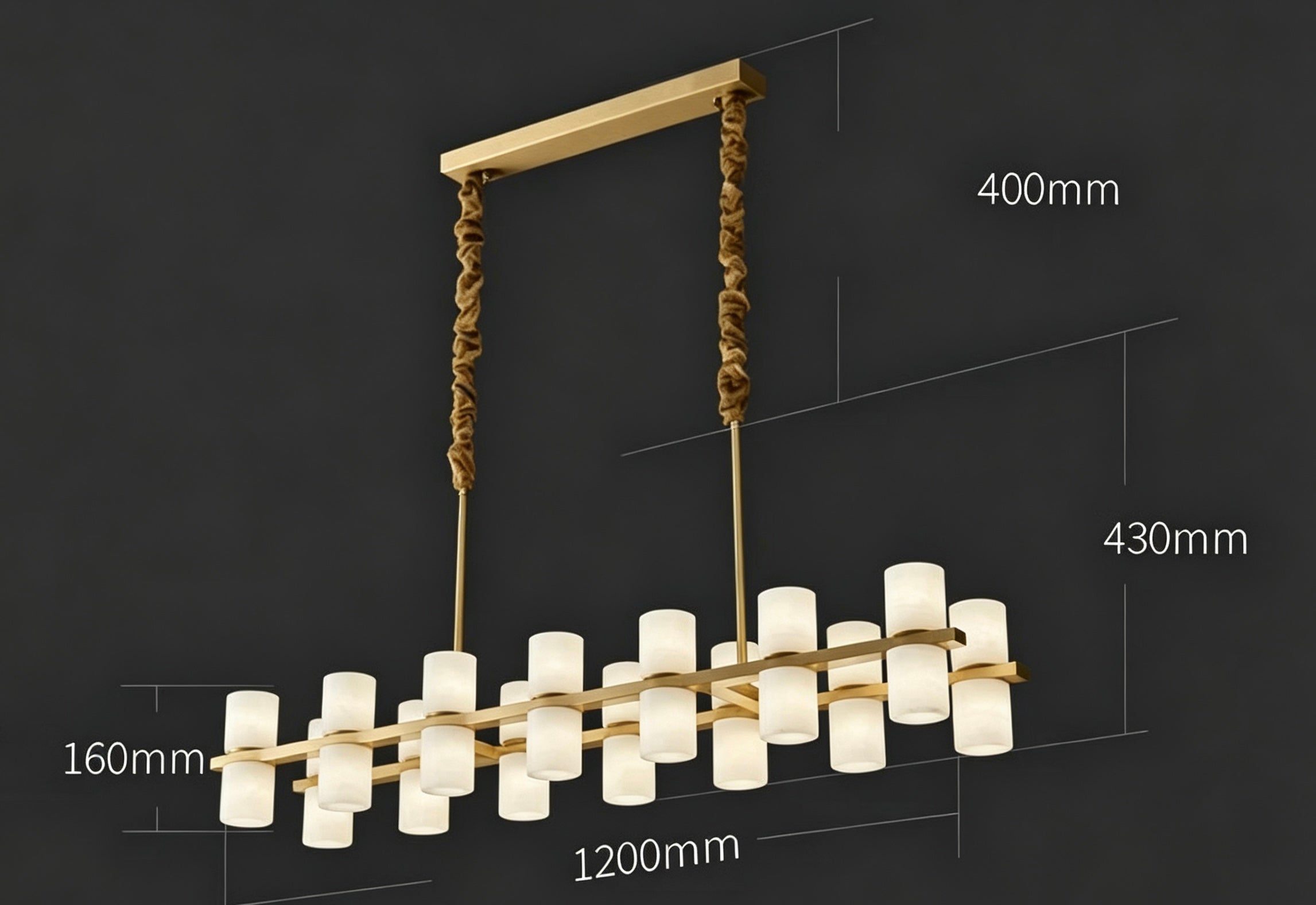 Alabaster Turbal Linear Chandelier