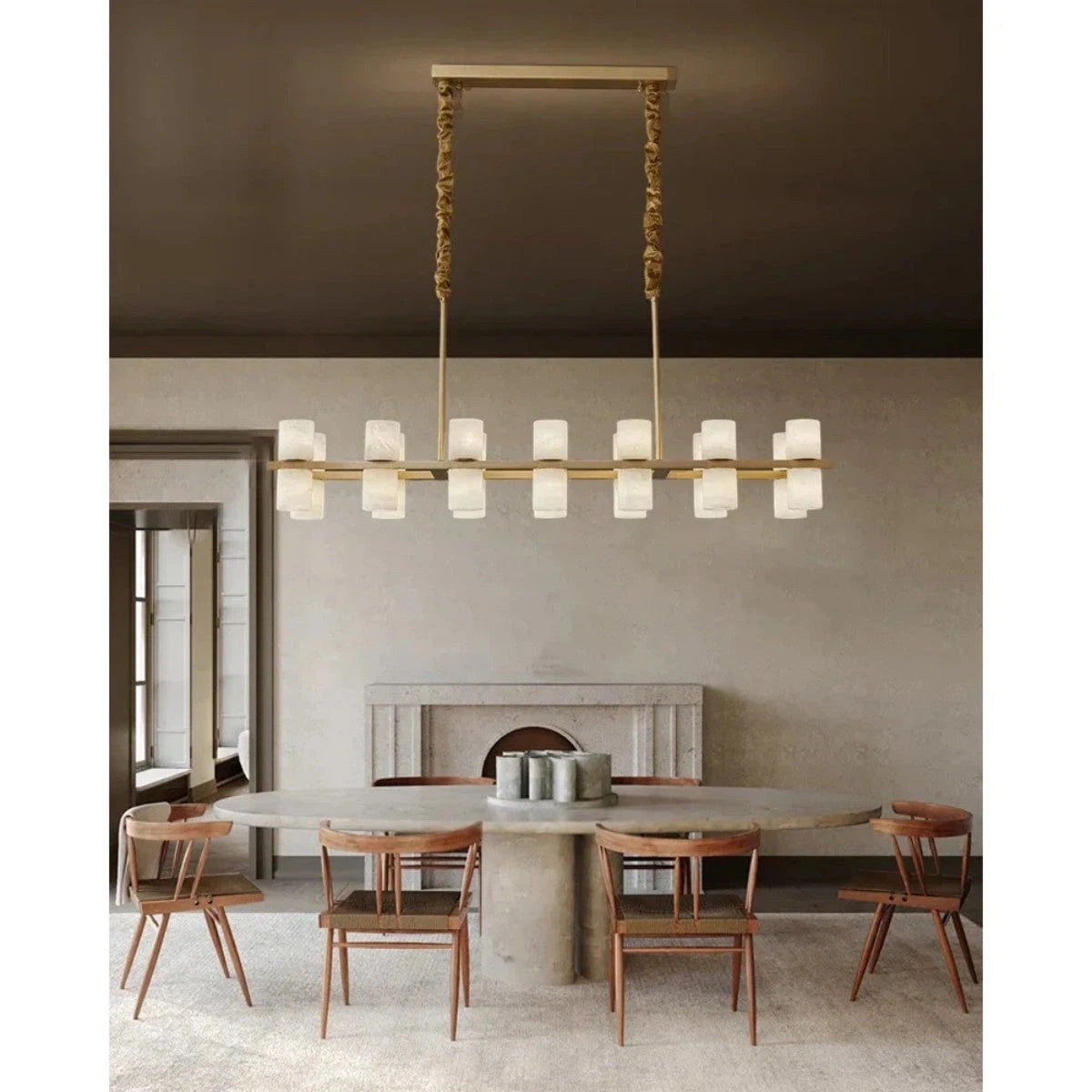 Alabaster Turbal Linear Chandelier