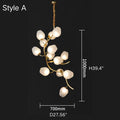 Artistic Glass Lampshade Chandelier with Branches Design for High Ceilings