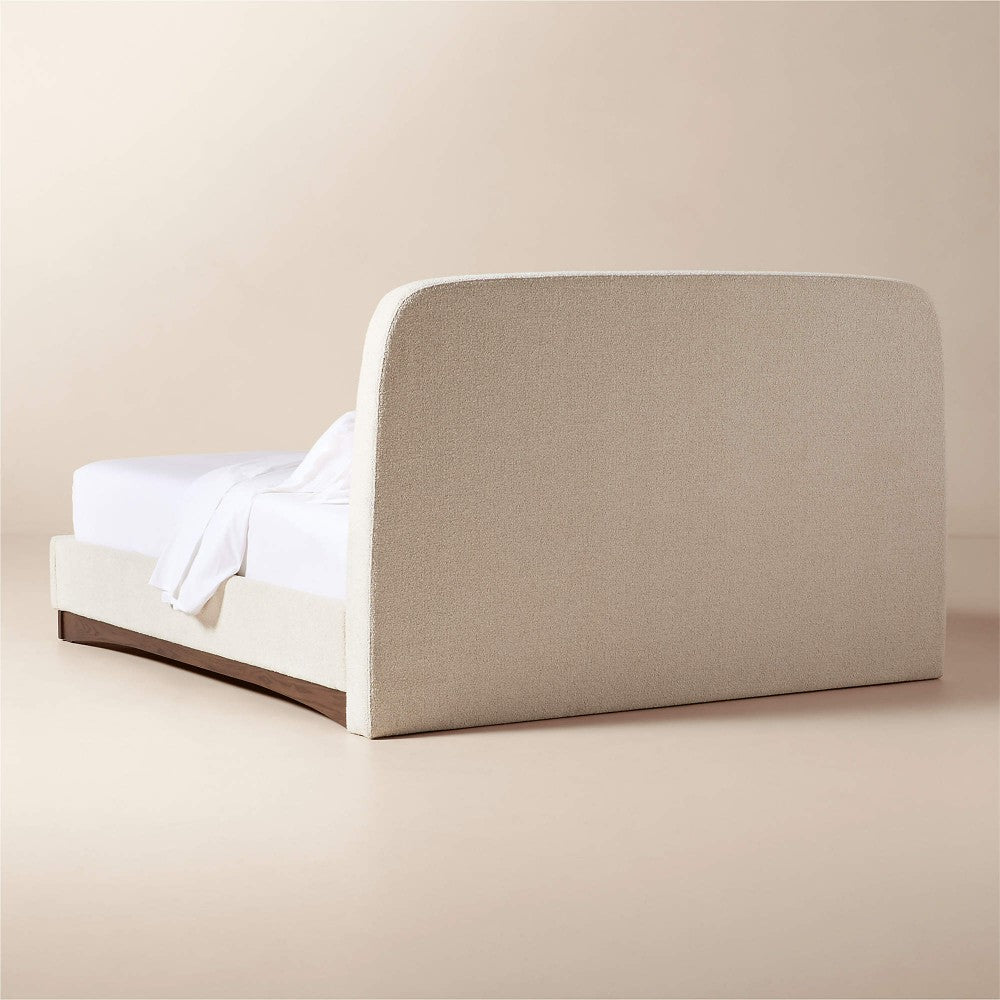 Auburn Warm White Boucle Upholstered King Bed