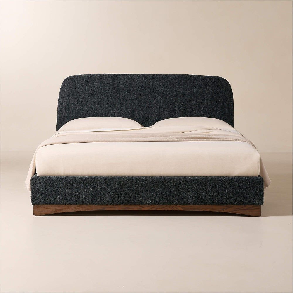 Auburn Warm White Boucle Upholstered King Bed