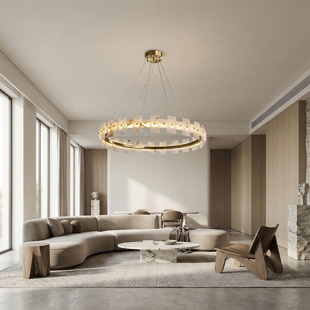 Aurelion Halo Alabaster Chandelier 32"D