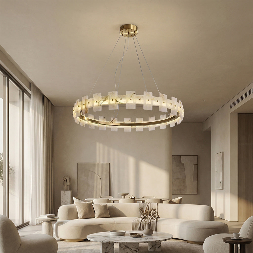 Aurelion Halo Alabaster Chandelier 32"D