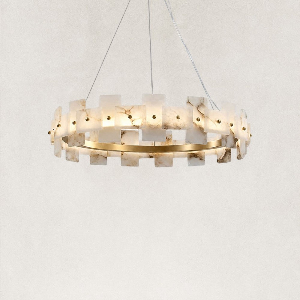Aurelion Halo Alabaster Chandelier 24"D