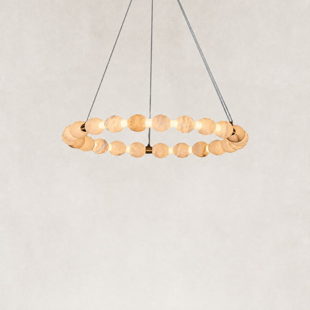 Pearl Single Circle Alabaster Chandelier 24"D