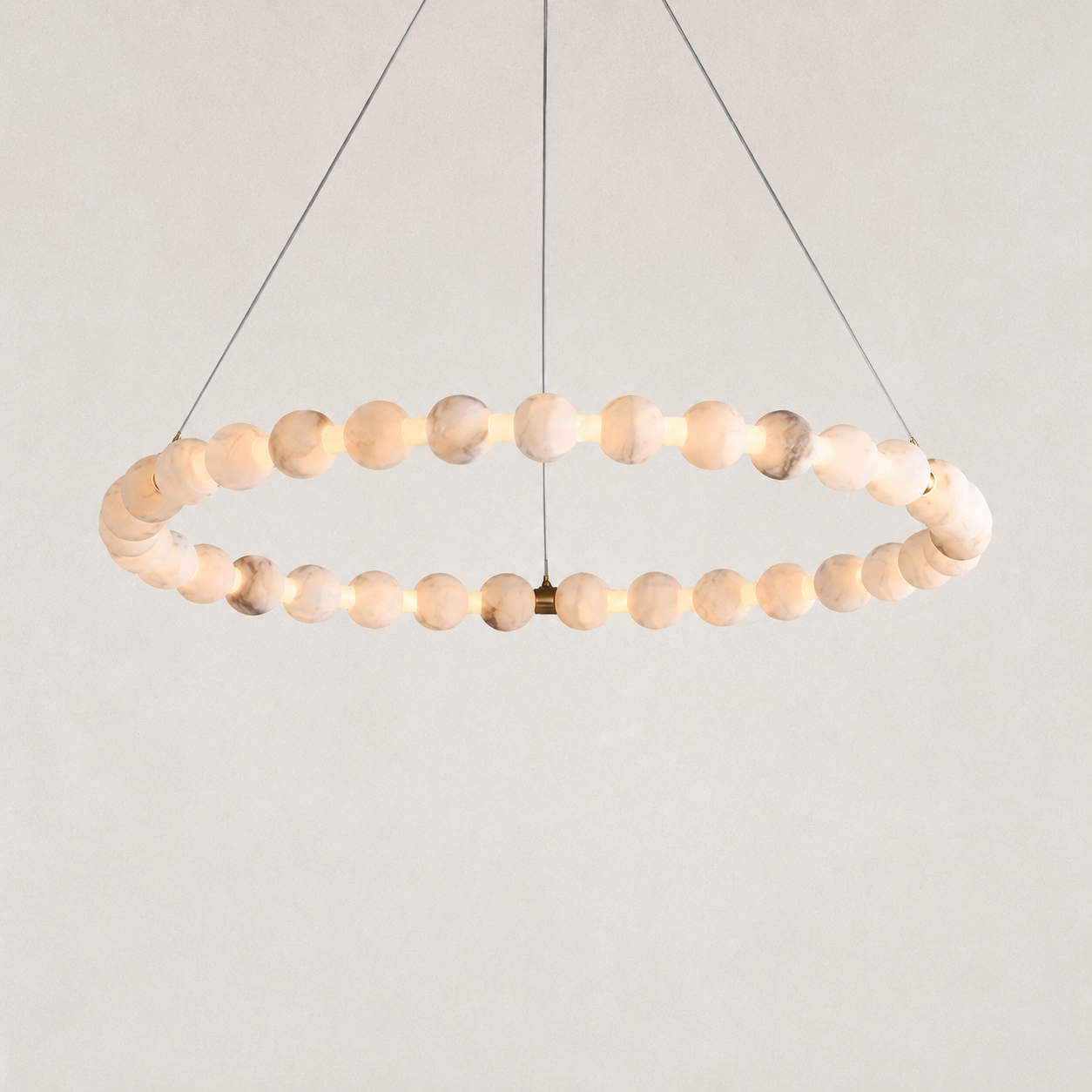 Pearl Single Circle Alabaster Chandelier 32"D