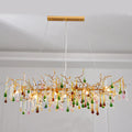 Avis Colorful Crystal Linear Branch Chandelier For Living Room
