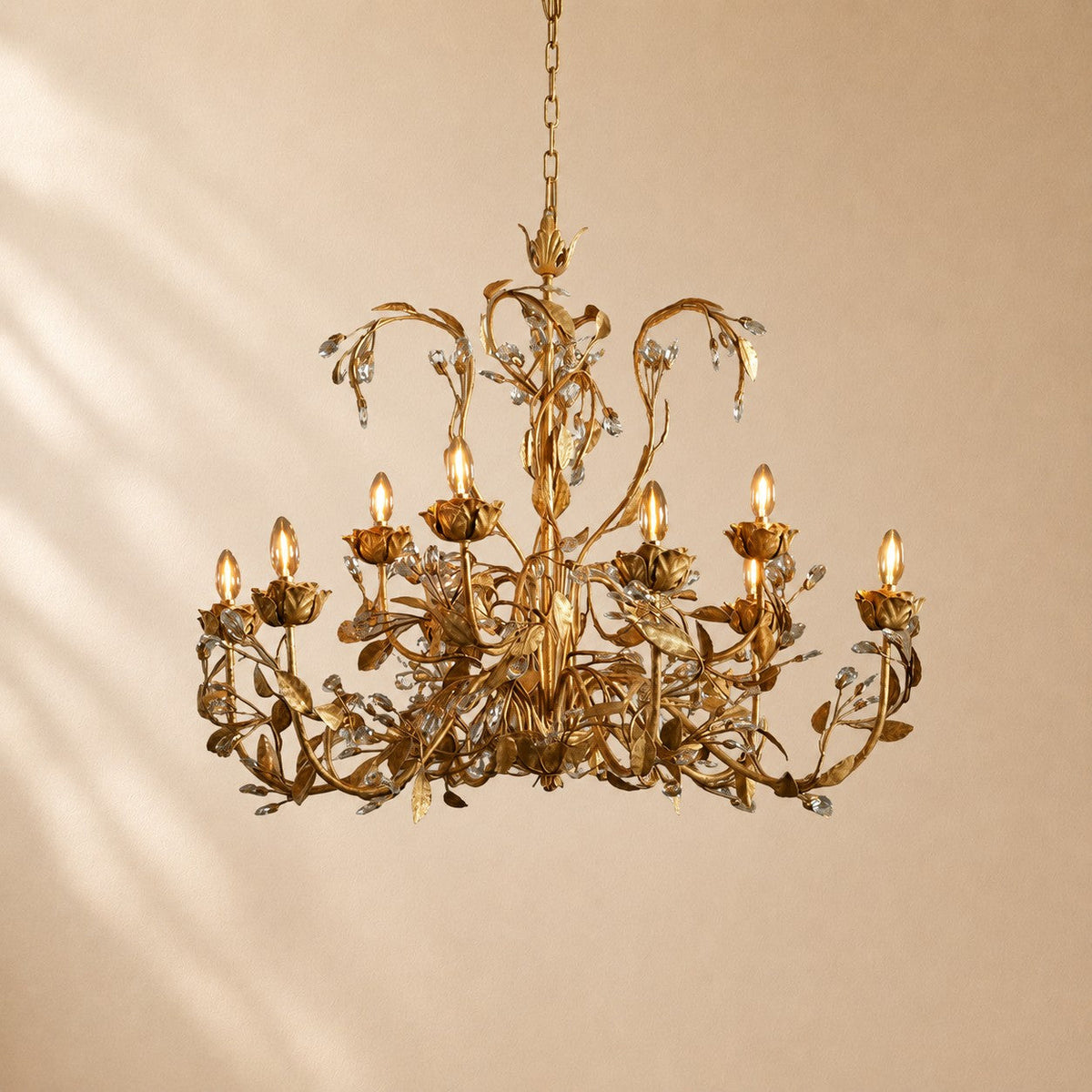 Birre Gilded Floral Crystal Round Chandelier