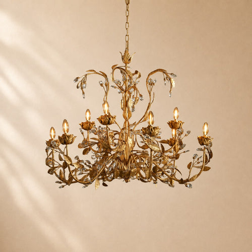 Birre Gilded Floral Crystal Round Chandelier