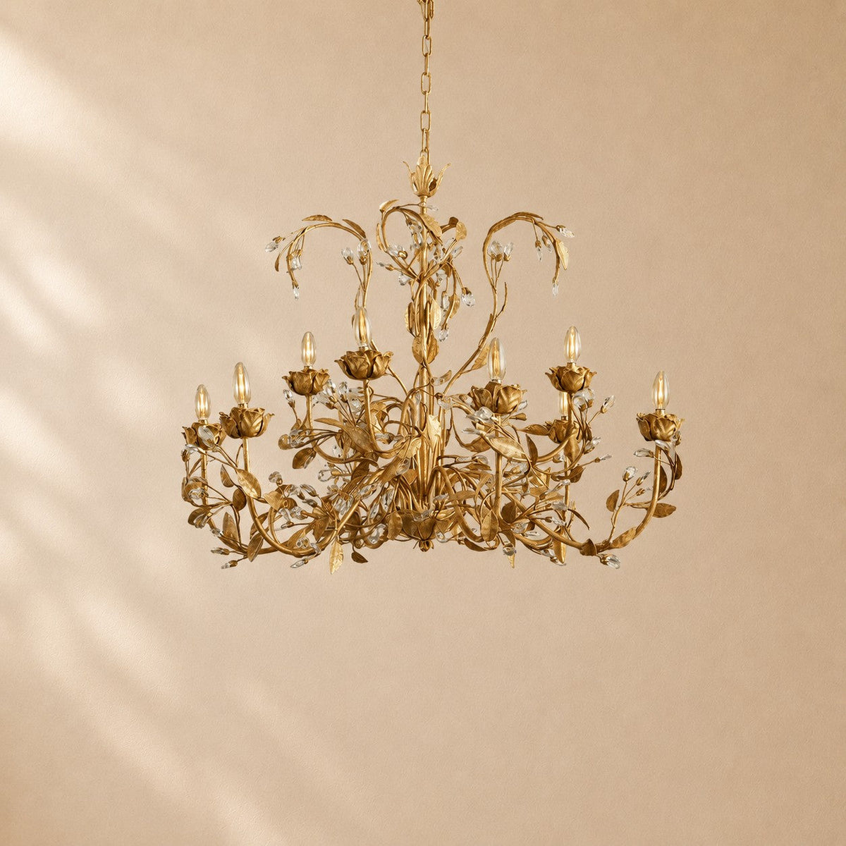 Birre Gilded Floral Crystal Round Chandelier