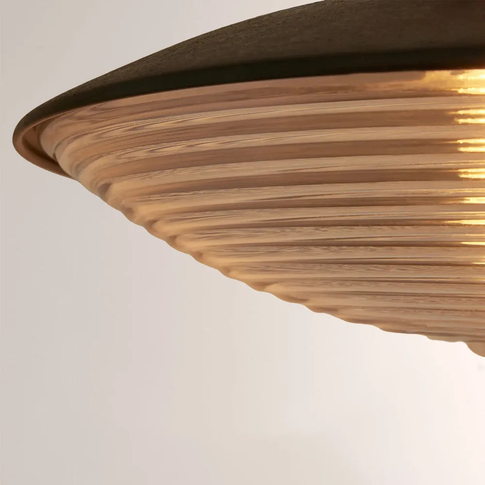 Cedric Blackened Iron Ribbed Glass Outdoor Sconce