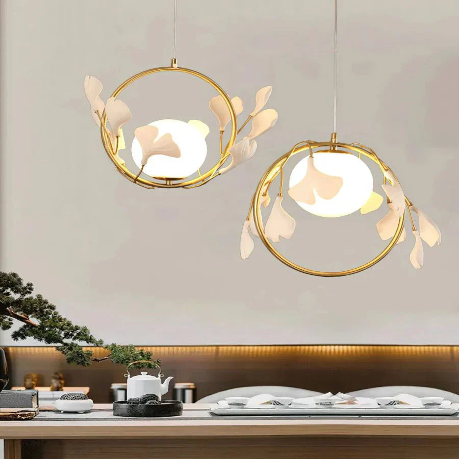 Ceramic Ginkgo Pendant Lamp