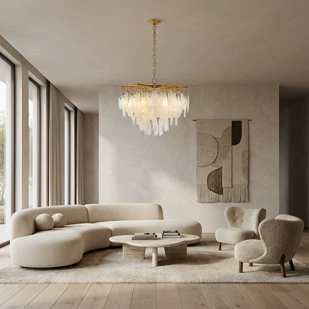 Coisini Ethereal Alabaster Semi-Flush Chandelier 30"D
