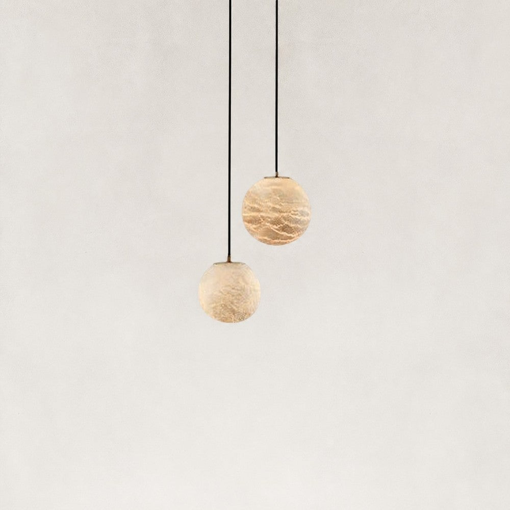 Cove Modern Natural Alabaster Double Globe Pendant Light 10"W