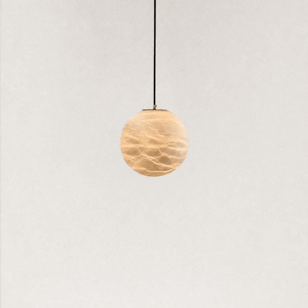 Cove Modern Natural Alabaster Single Globe Pendant Light 11.8"D