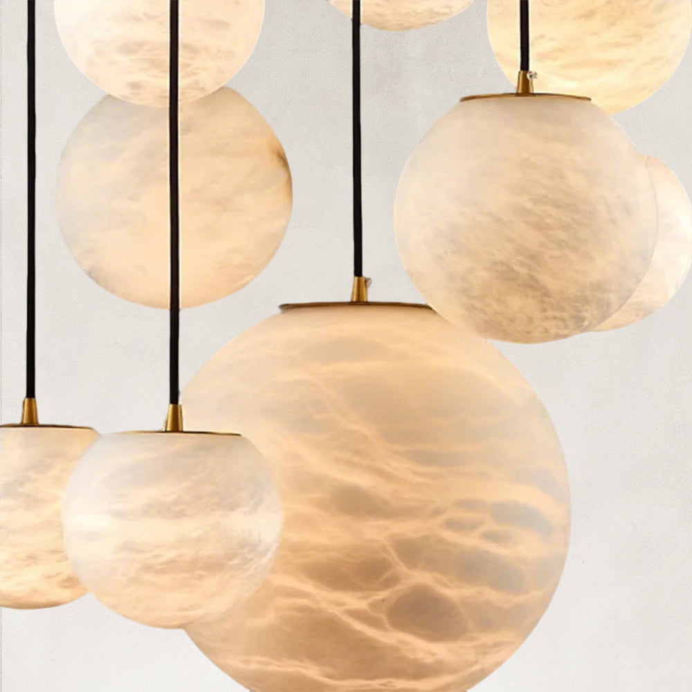 Cove Modern Natural Alabaster Double Globe Pendant Light 10"W