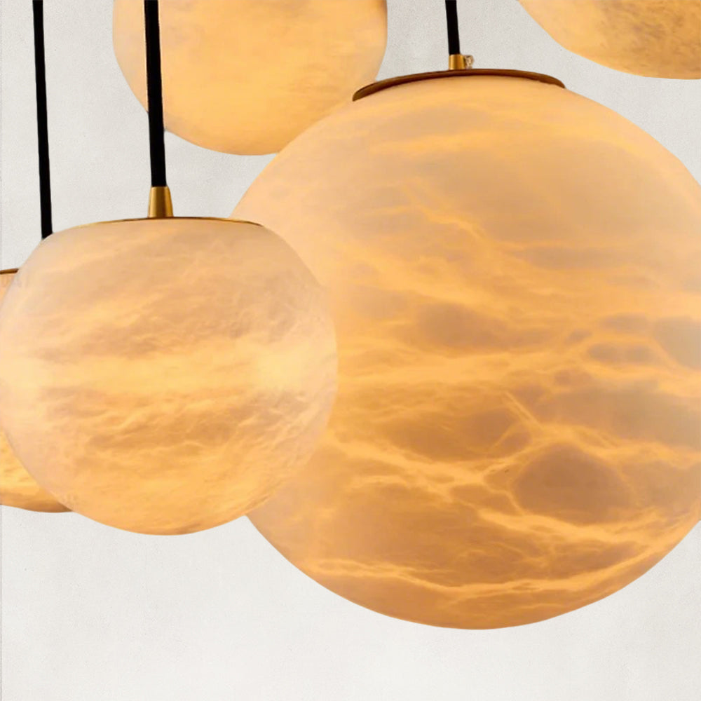 Cove Modern Natural Alabaster Double Globe Pendant Light 10"W