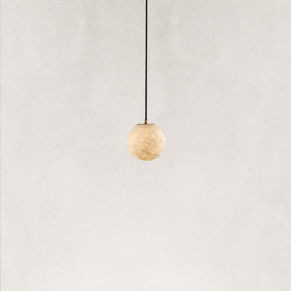 Cove Modern Natural Alabaster Single Globe Pendant Light 6"D