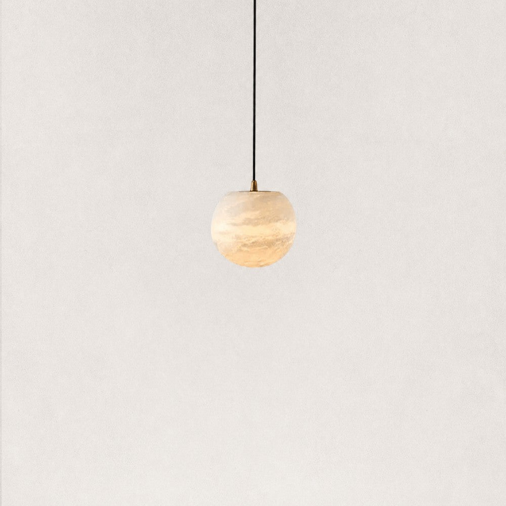 Cove Modern Natural Alabaster Single Globe Pendant Light 7.8"D