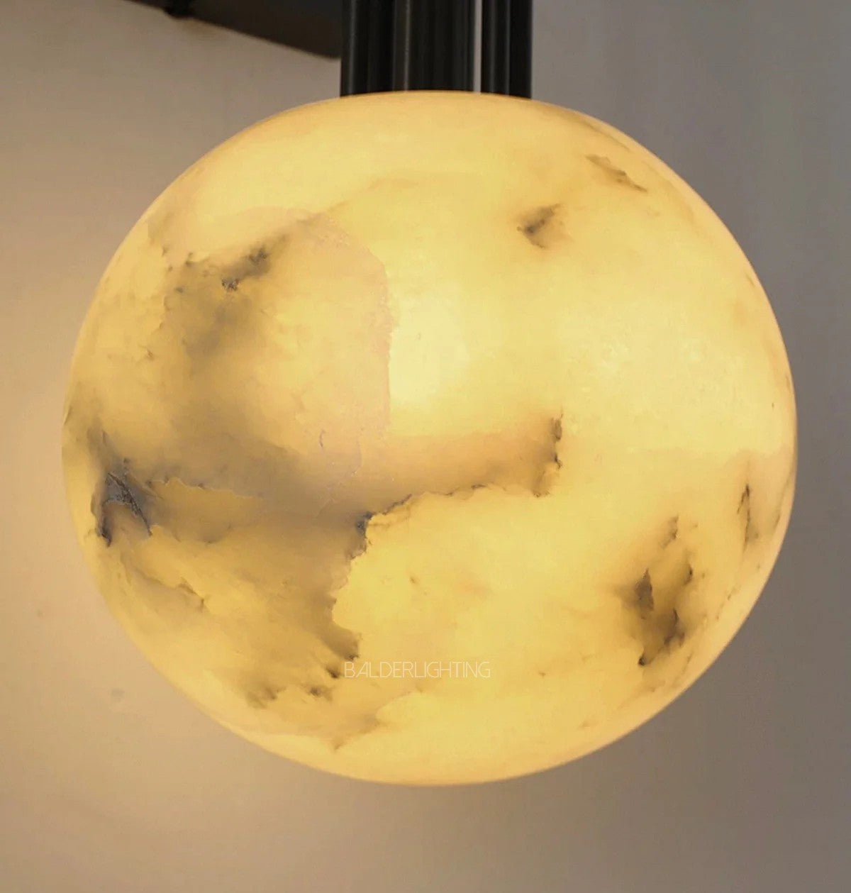 Dark Steel Alabaster Globe Wall Sconce