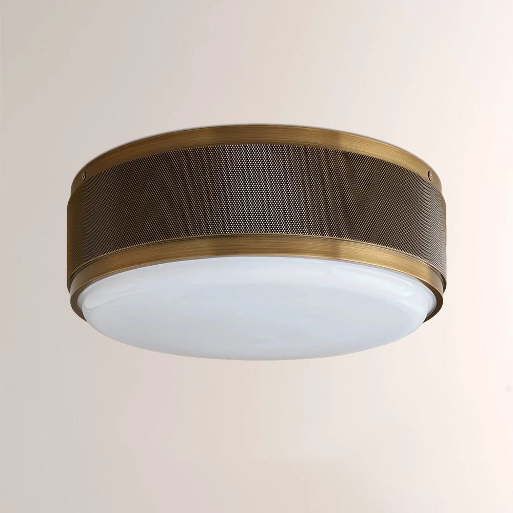 Dominic Perforated Metal Flush Mount with Milk Glass Diffuser
