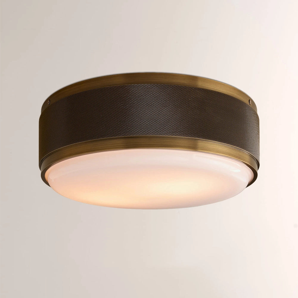 Dominic Perforated Metal Flush Mount with Milk Glass Diffuser