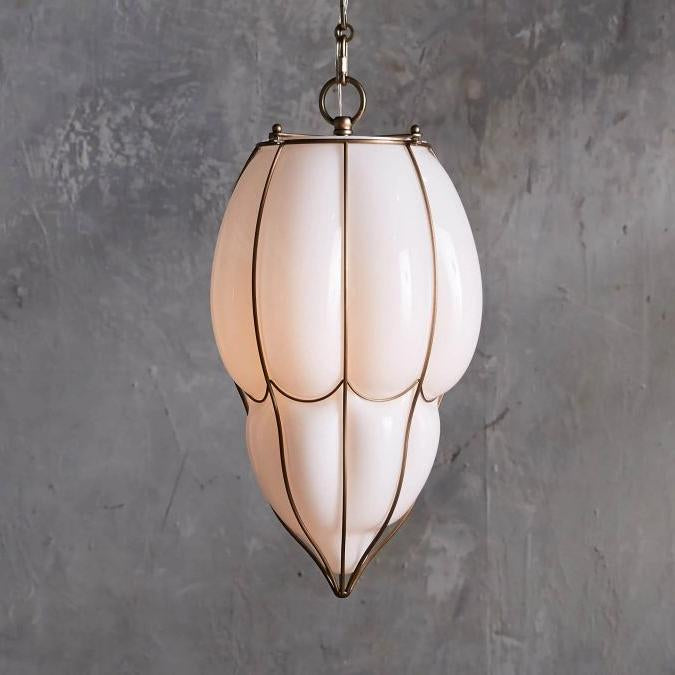 Ella Caged Opal Glass & Brass Large Pendant