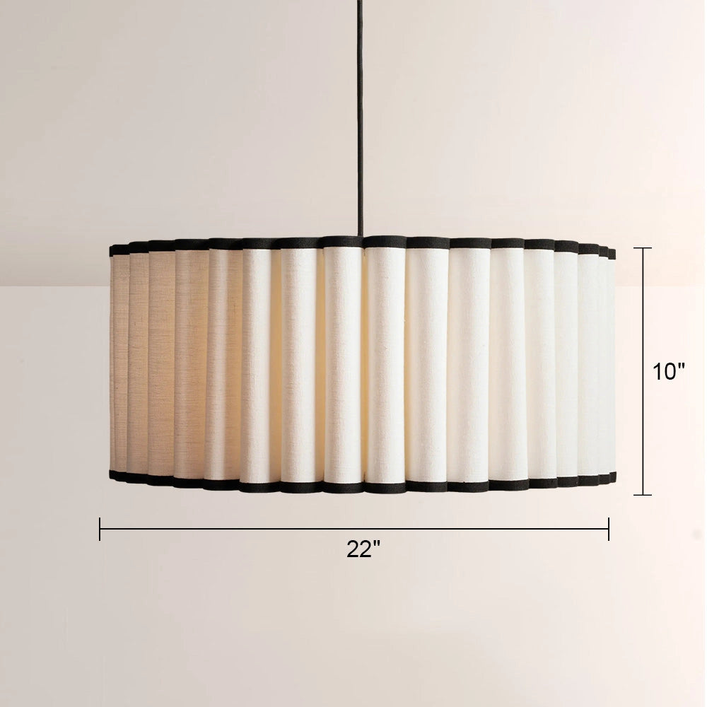 Ella Pleated Linen & Black Trim Pendant