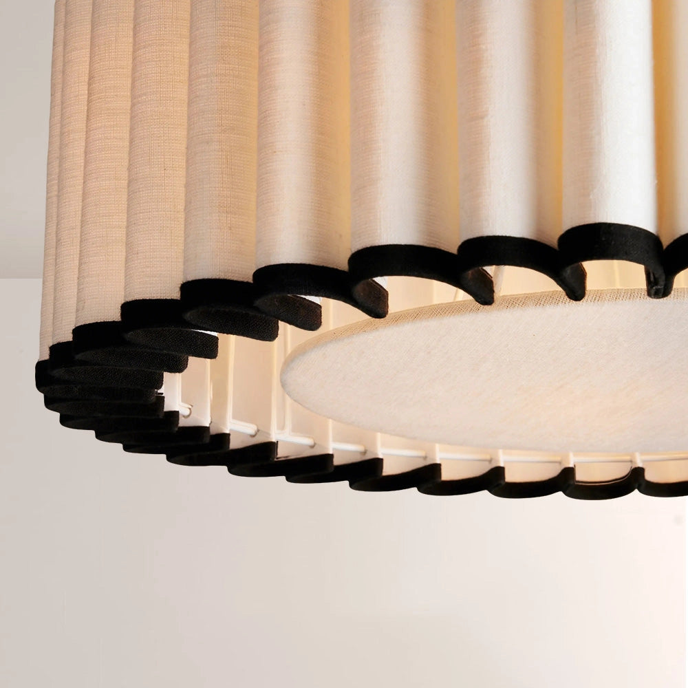 Ella Pleated Linen & Black Trim Pendant