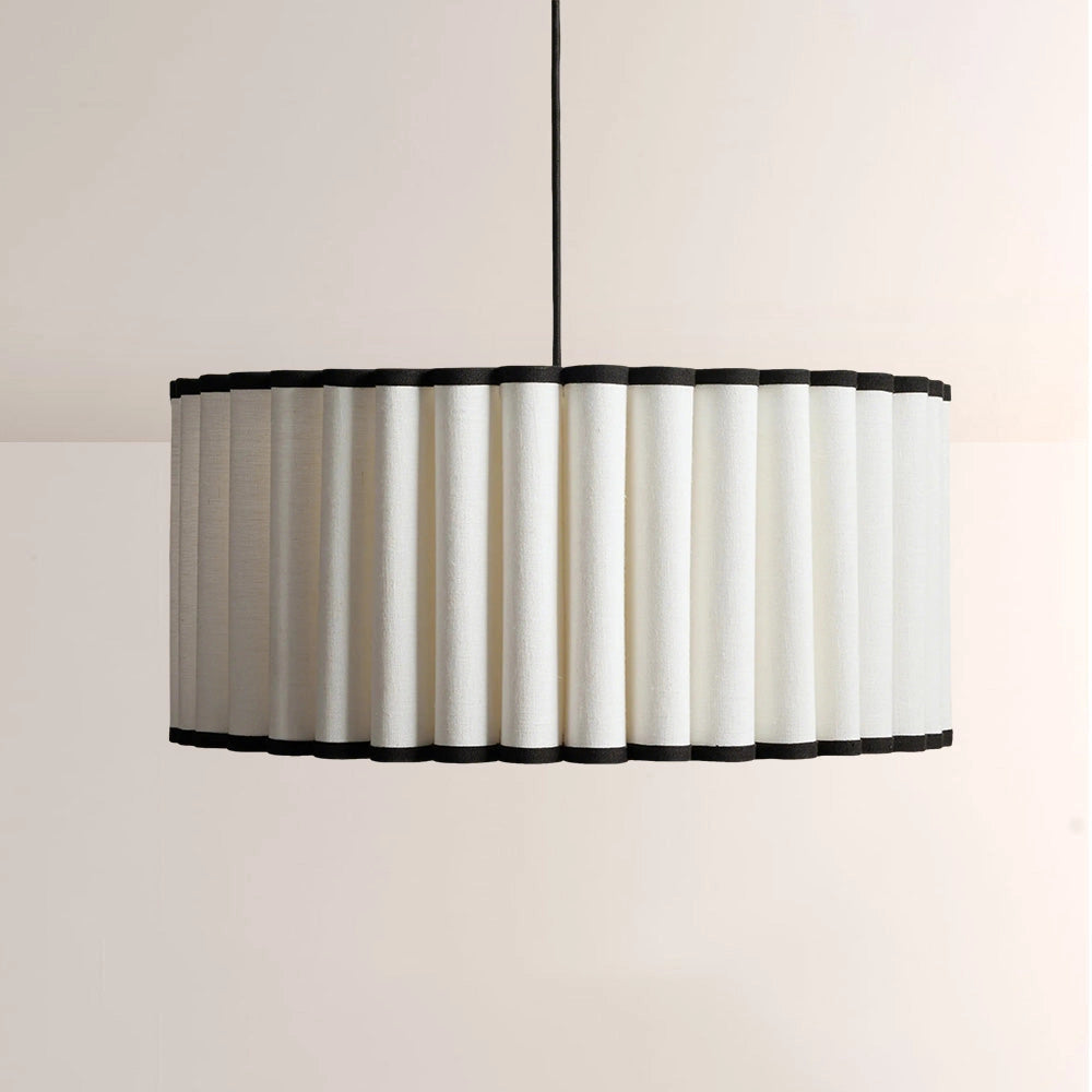 Ella Pleated Linen & Black Trim Pendant