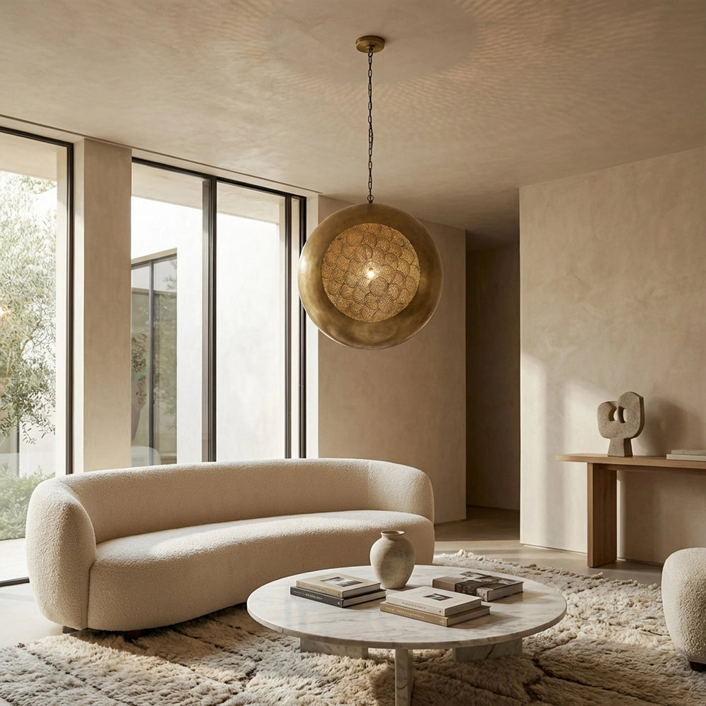 Elsie Perforated Brass Orb Pendant