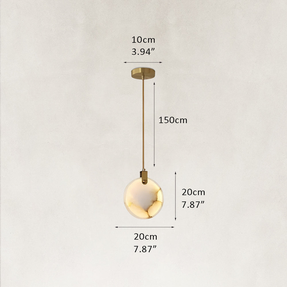 Ethereal Natural Alabaster Globe 1-Light Pendant 7.9“D