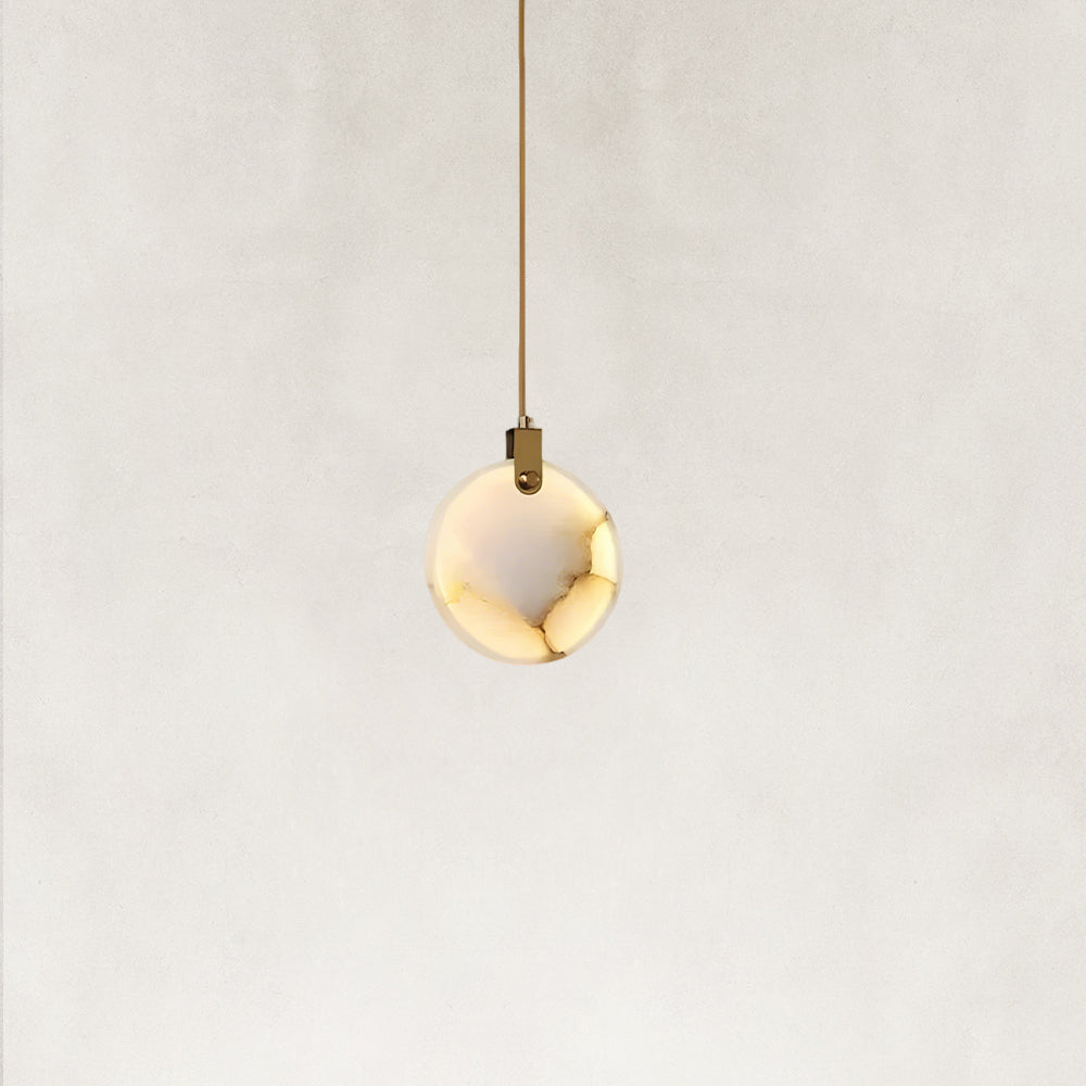 Ethereal Natural Alabaster Globe 1-Light Pendant 11.8“D
