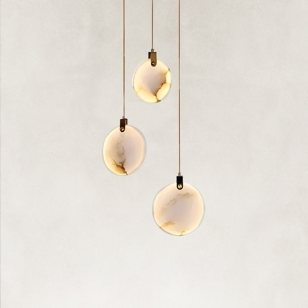 Ethereal Natural Alabaster Globe 3-Light Round Pendant 11.8"D