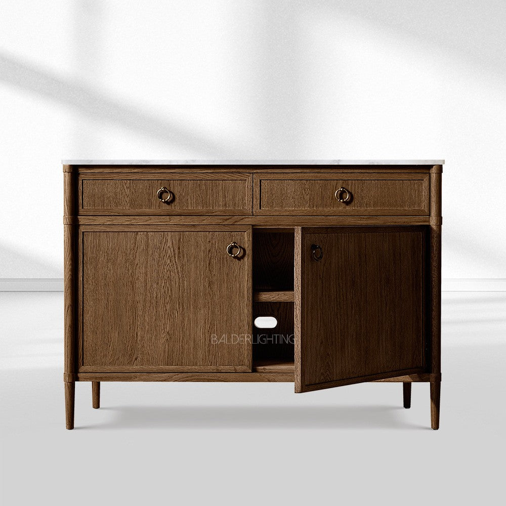 Franois Marble Double-Door Sideboard with Drawers