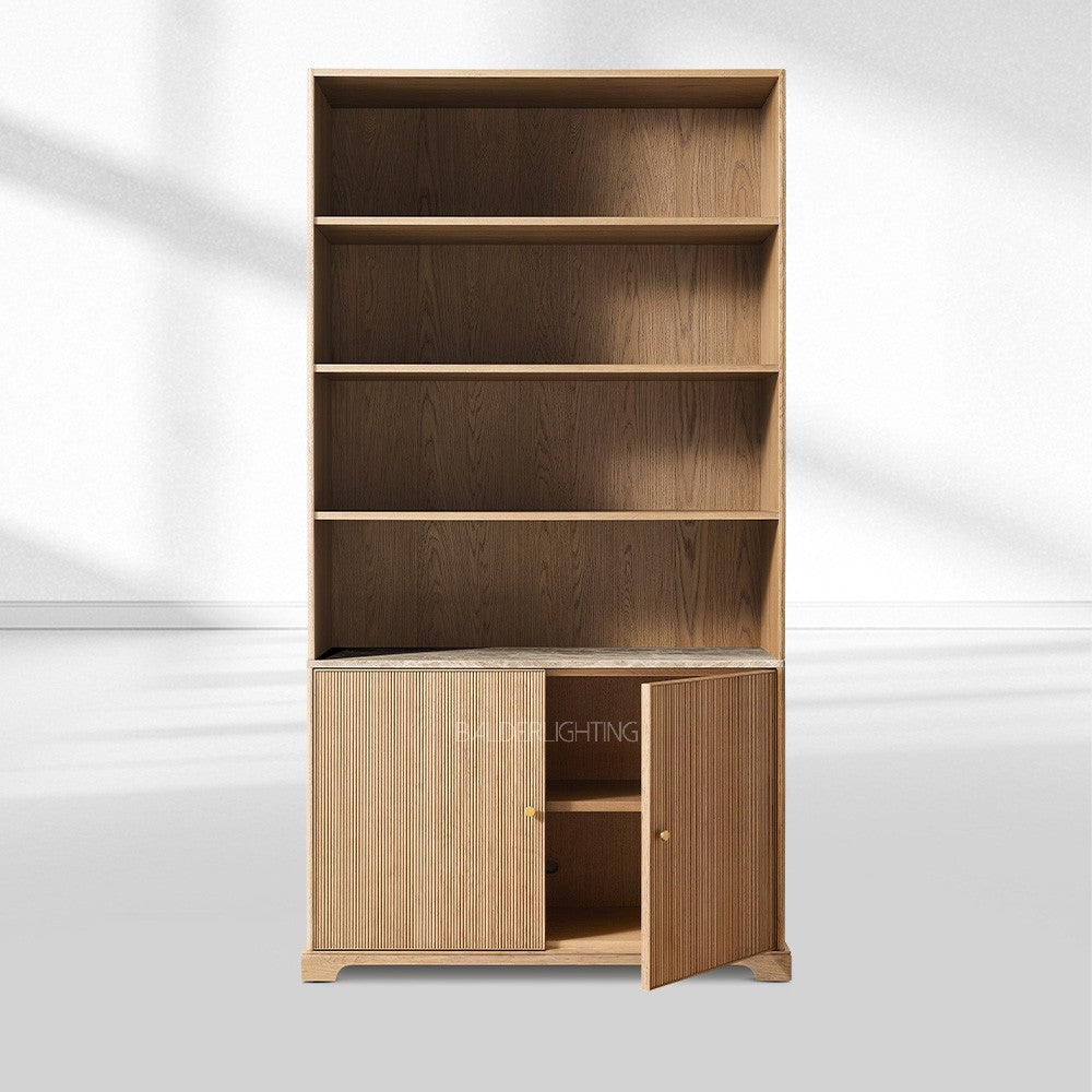 Ganvieve Emperador Reeded Sideboard & Hutch