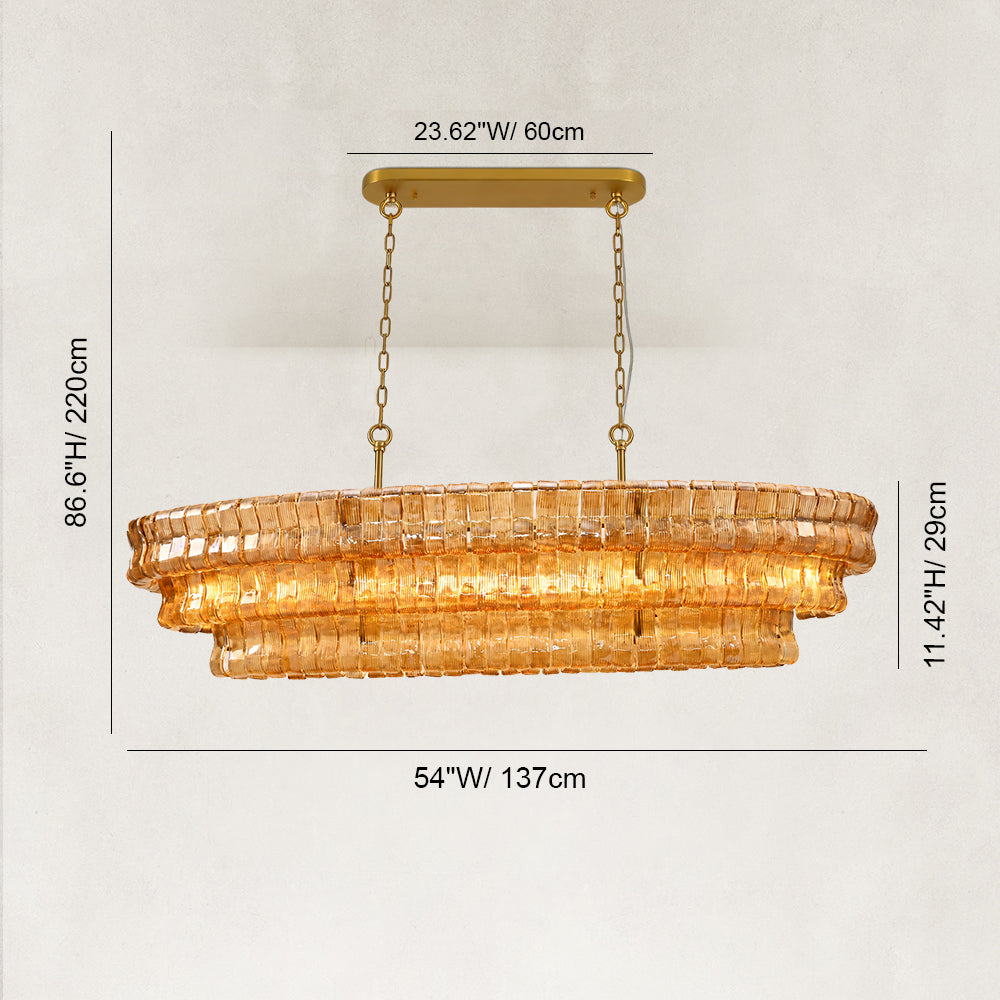 Ellson Amber Glass Rectangle Chandelier