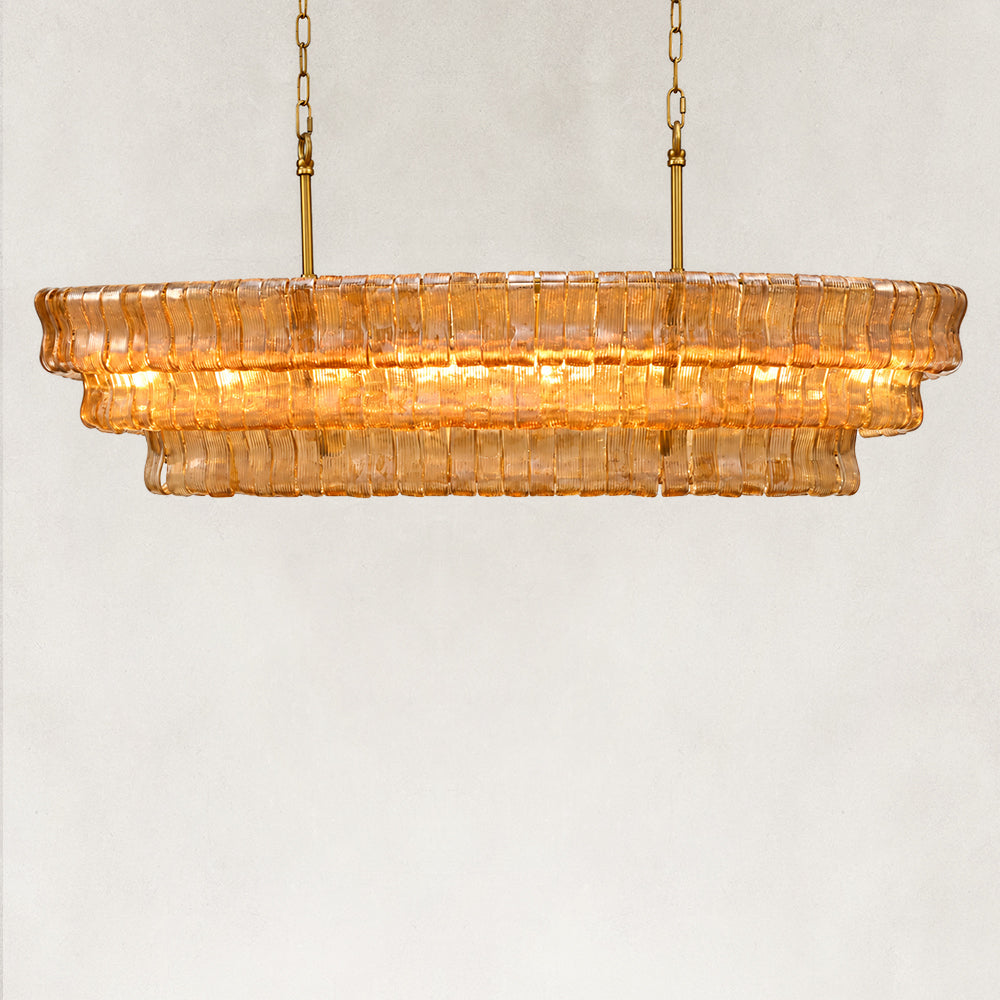 Ellson Amber Glass Rectangle Chandelier