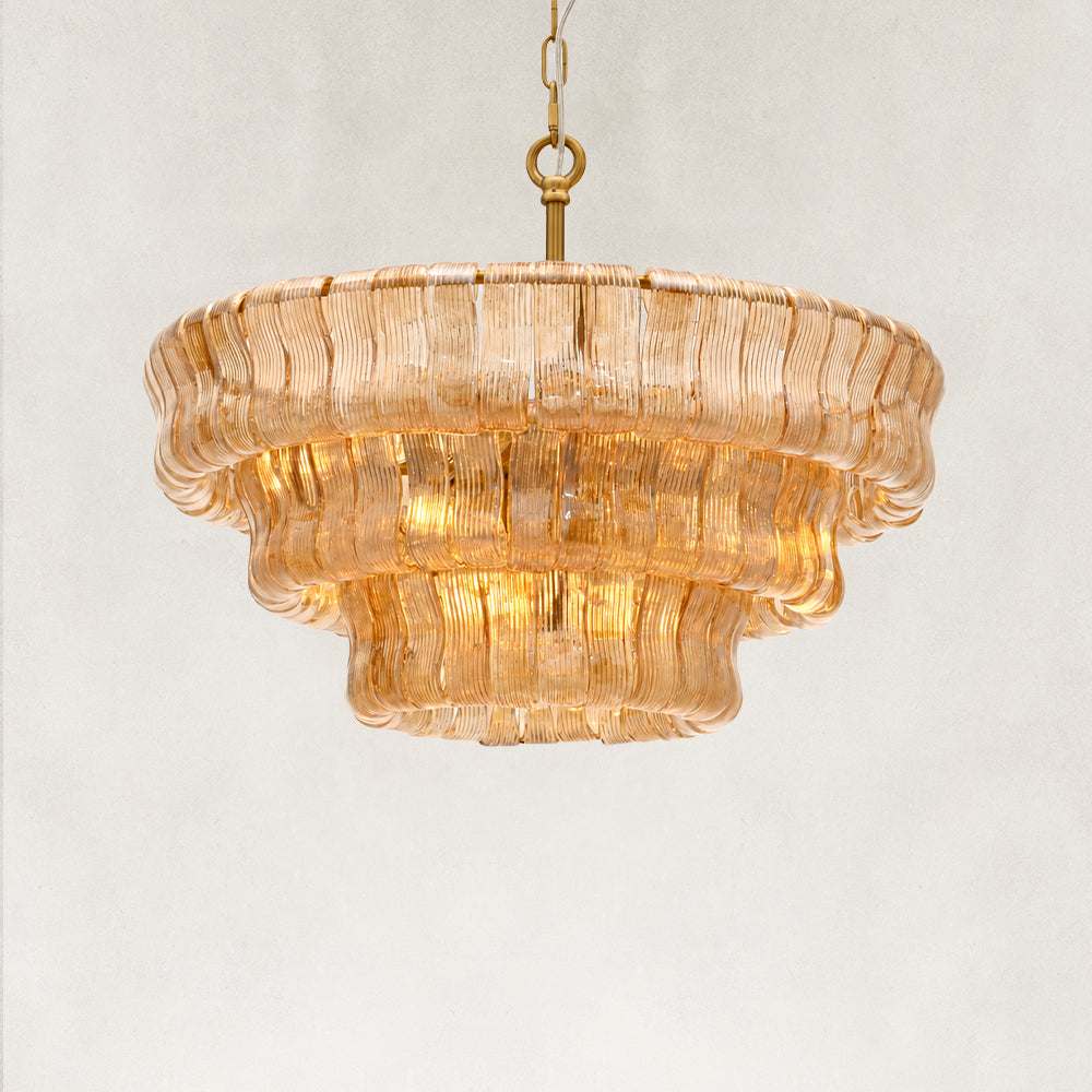 Ellson Amber Glass Round Chandelier 24"D