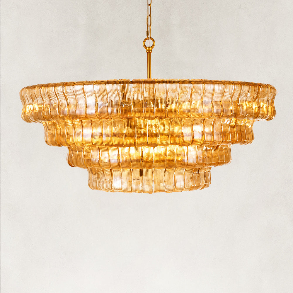 Ellson Amber Glass Round Chandelier 36"D