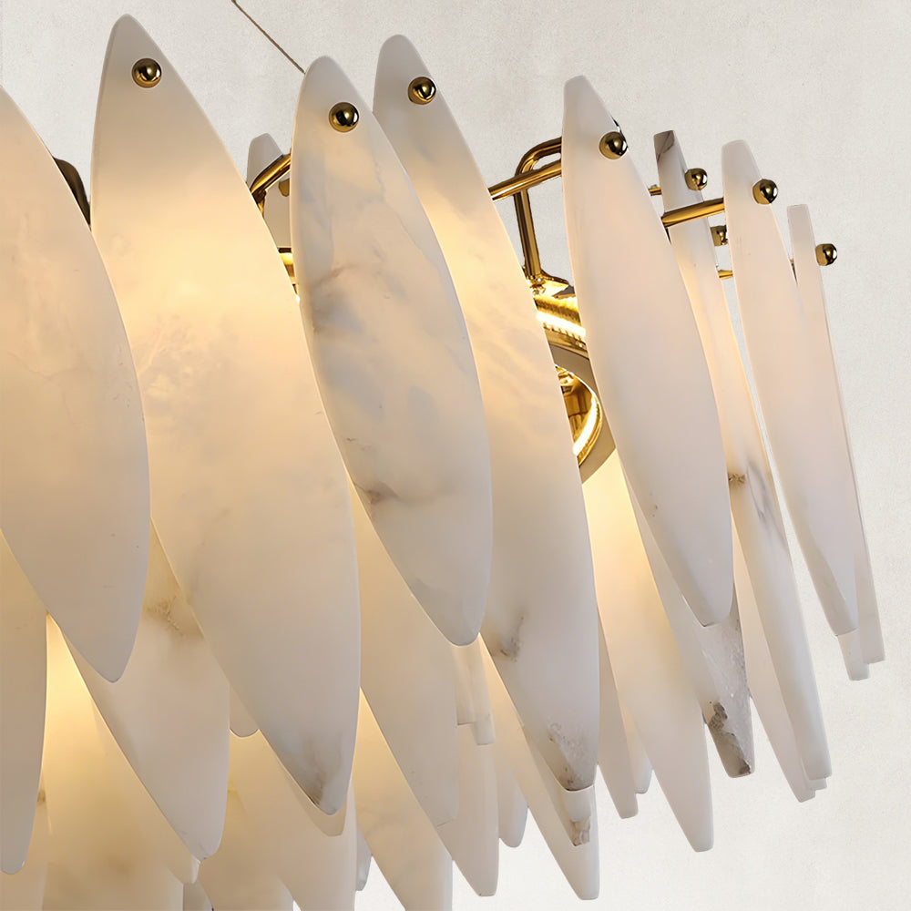 Halo Modern Natural Alabaster Ring chandelier 24"D