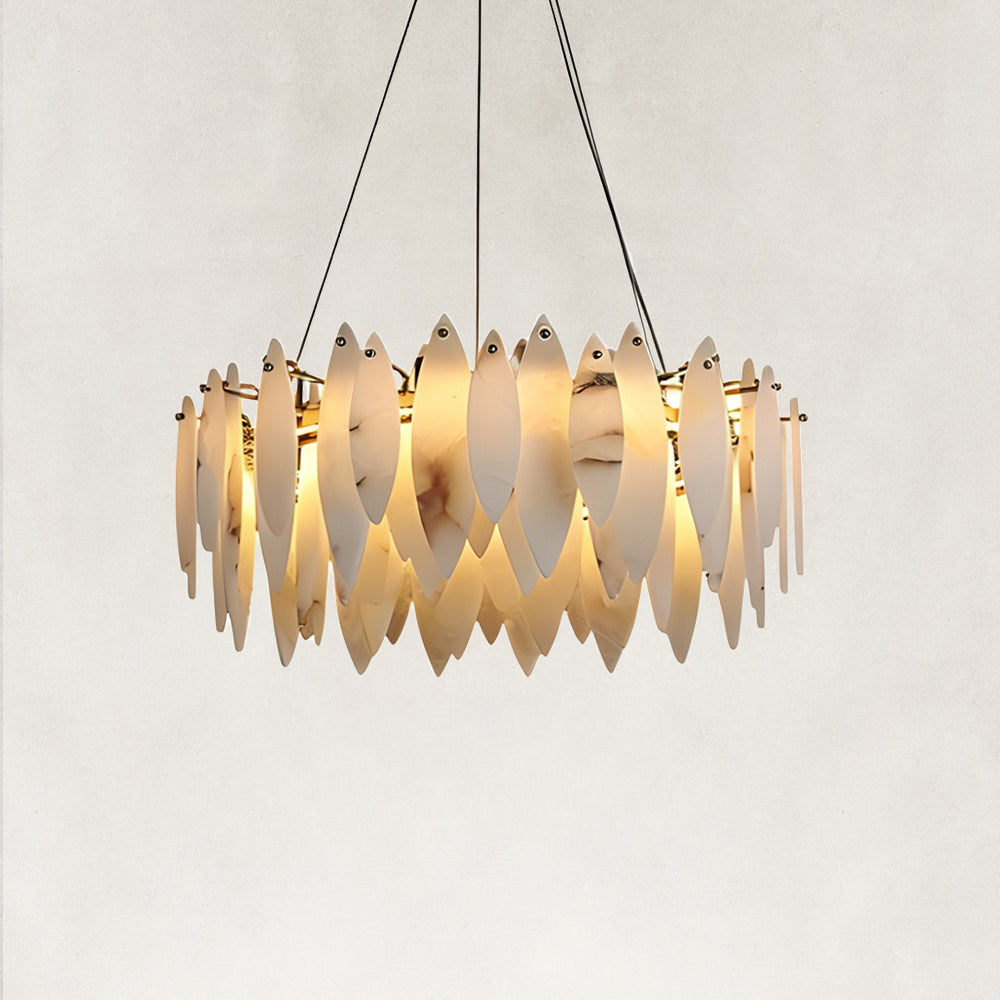 Halo Modern Natural Alabaster Ring chandelier 24"D