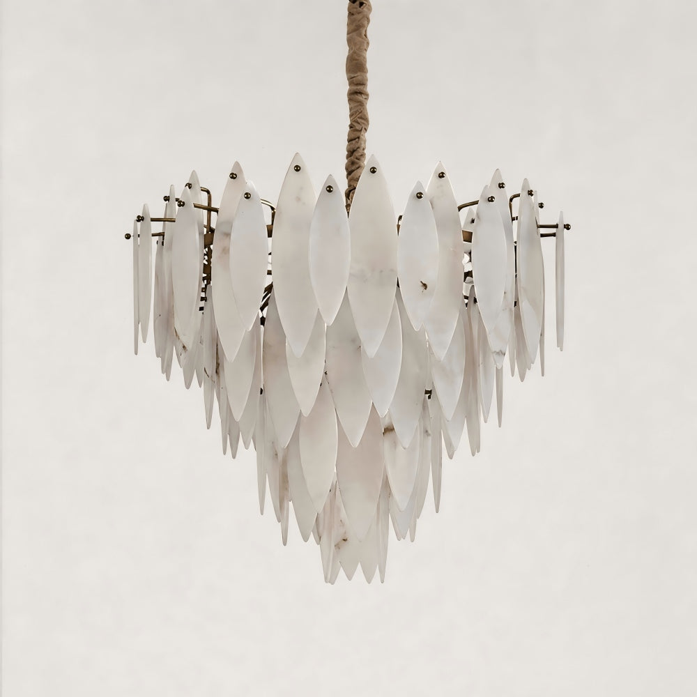 Halo Modern Natural Alabaster Tiered Ring Chandelier 24"D