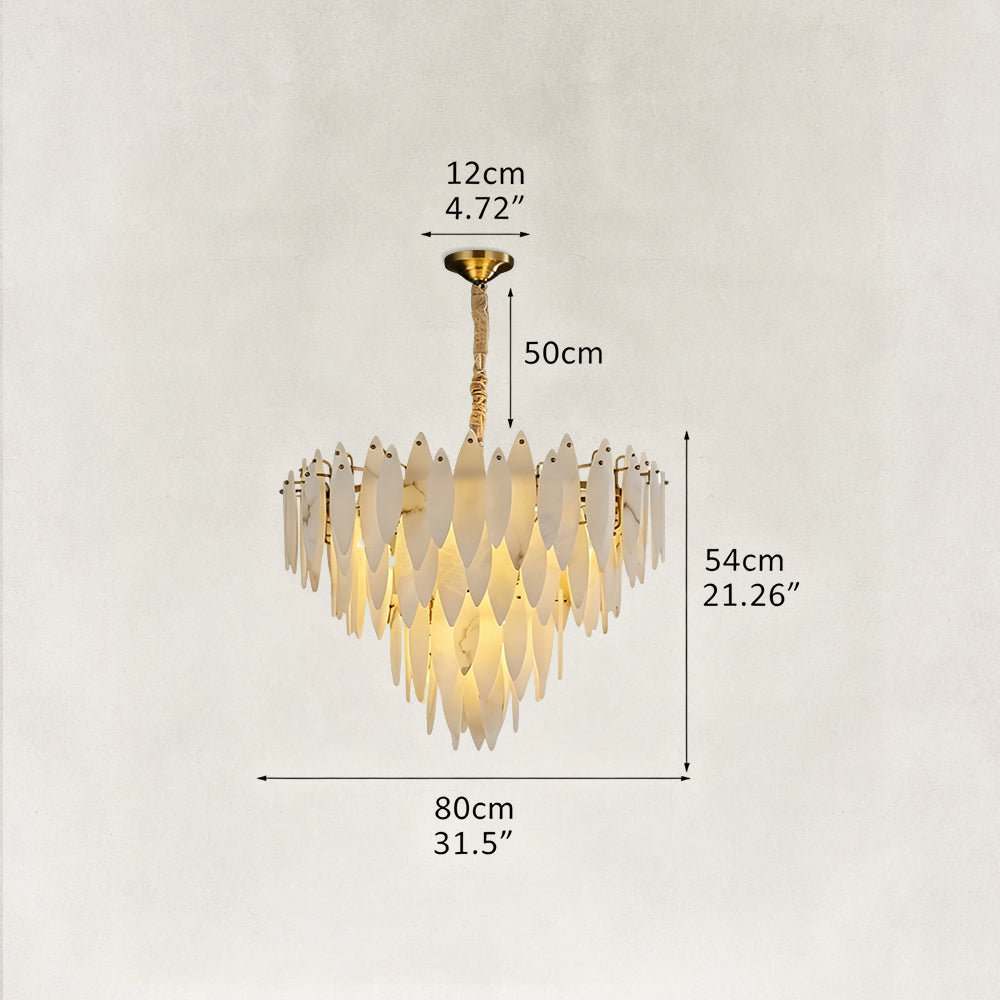 Halo Modern Natural Alabaster Tiered Ring chandelier 32"D
