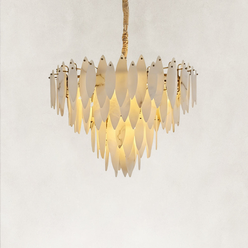 Halo Modern Natural Alabaster Tiered Ring chandelier 32"D