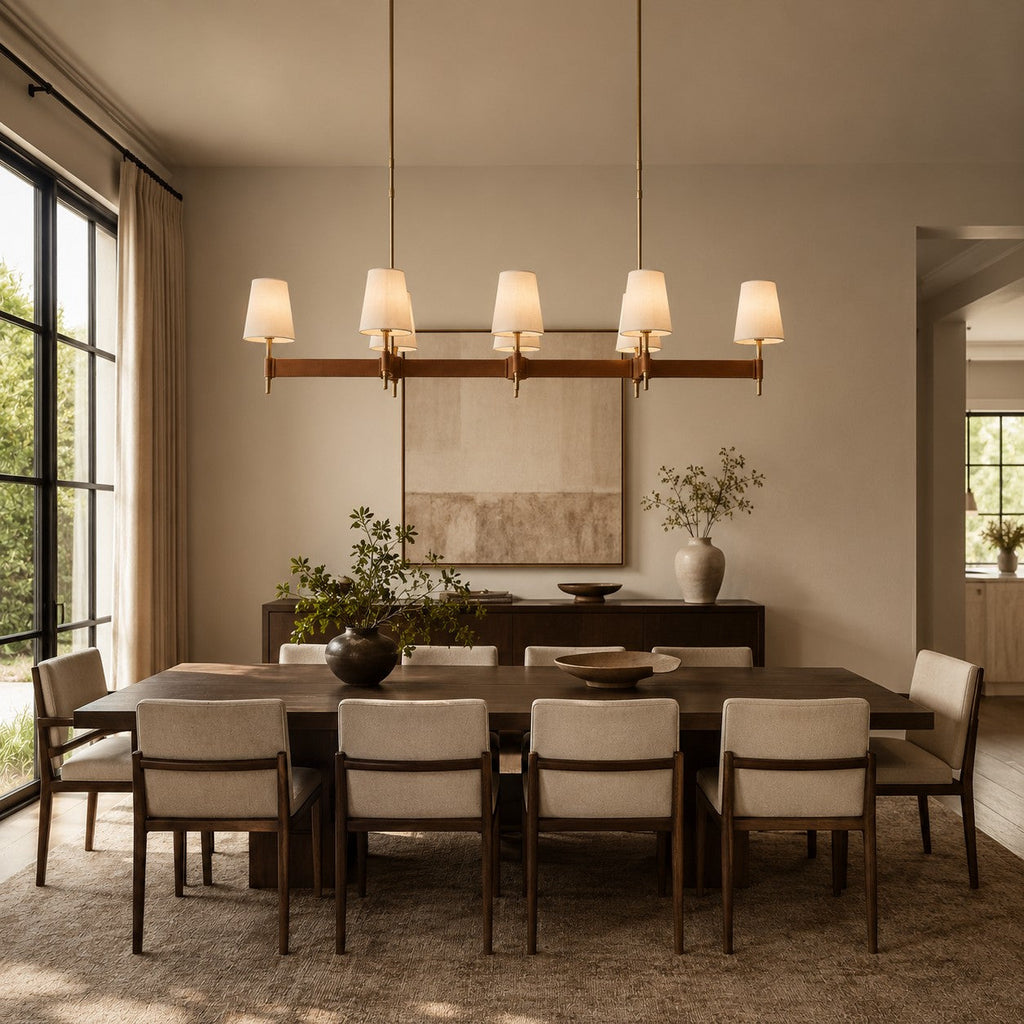 Harvin Leather Brass Linear Chandelier