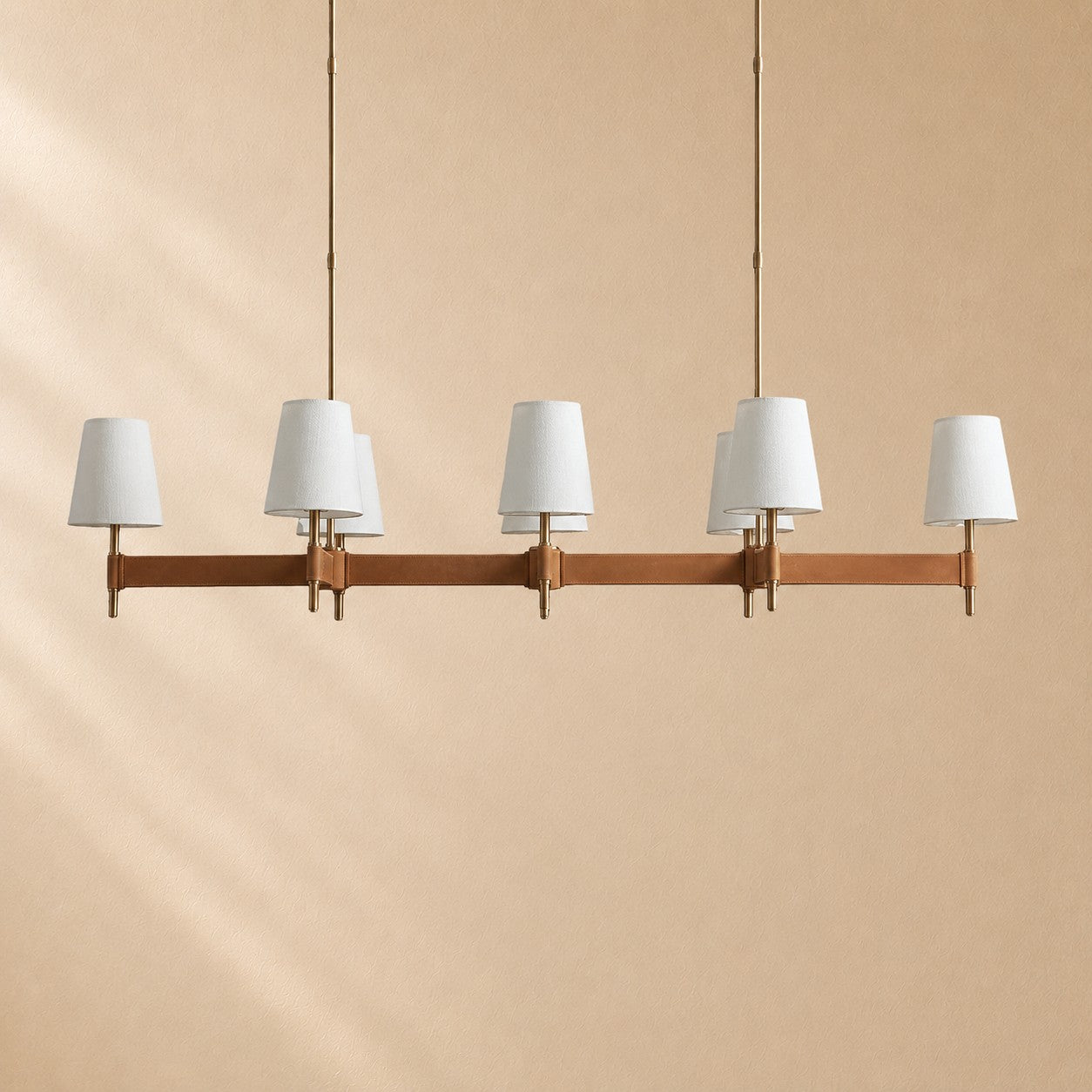 Harvin Leather Brass Linear Chandelier