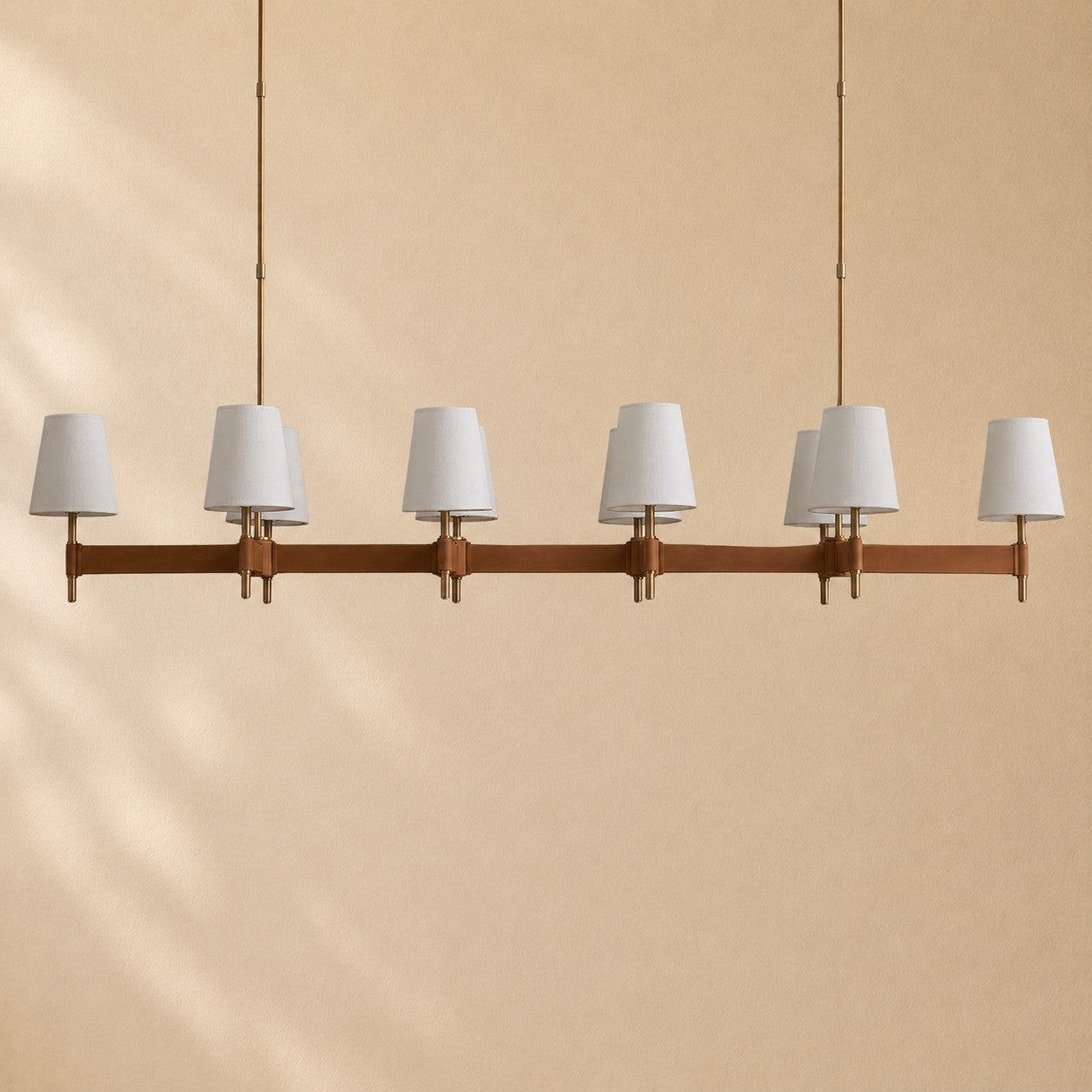 Harvin Leather Brass Linear Chandelier