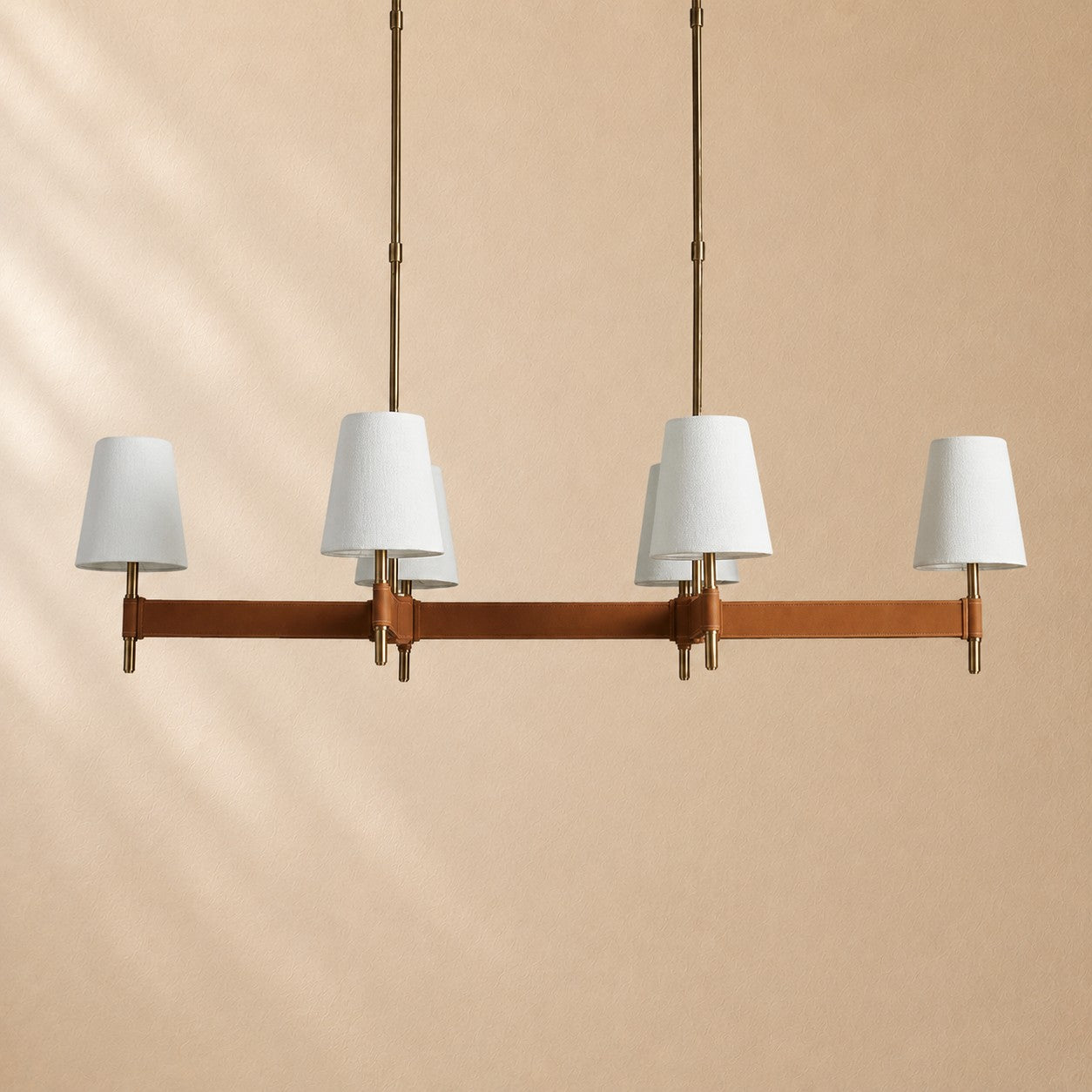 Harvin Leather Brass Linear Chandelier