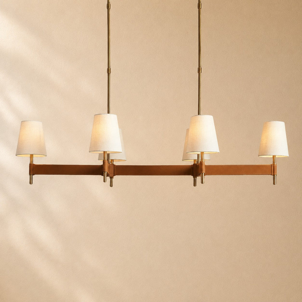 Harvin Leather Brass Linear Chandelier